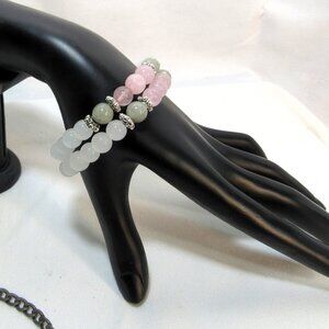 MOONSTONES, TRY COLOR, STRETCH BRACELETS, SET OF 2 FITS UP TO SIZE 7.5"